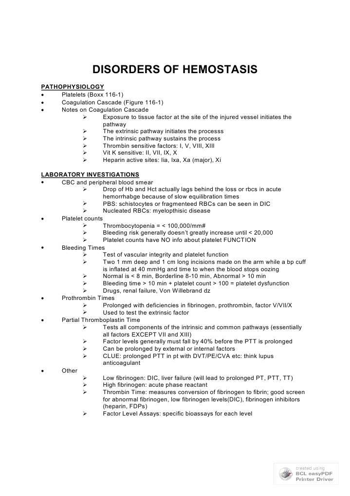 Disorders of Hemostasis Overview | PDF | Coagulation | Bleeding