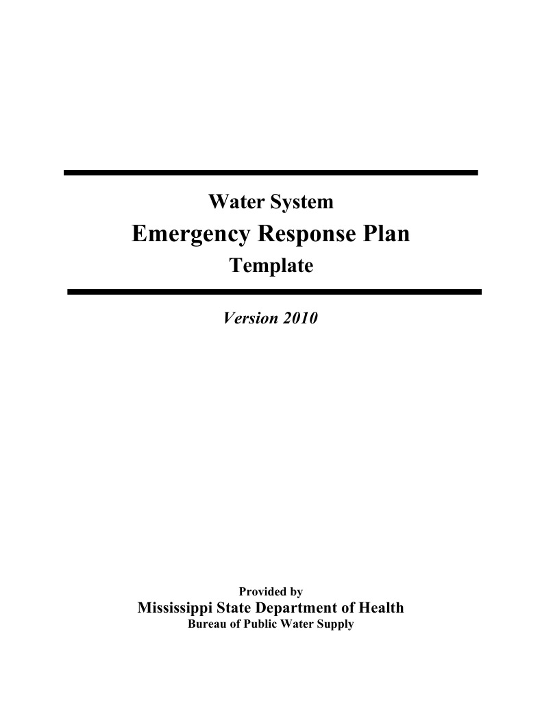 Emergency Response Plan Water System Template PDF Water Supply