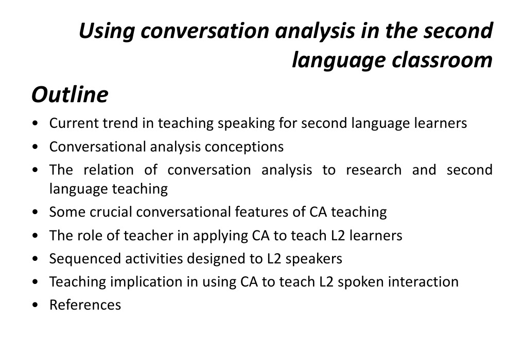 Conversation Analysis in L2 Teaching | PDF | Second Language | Language ...