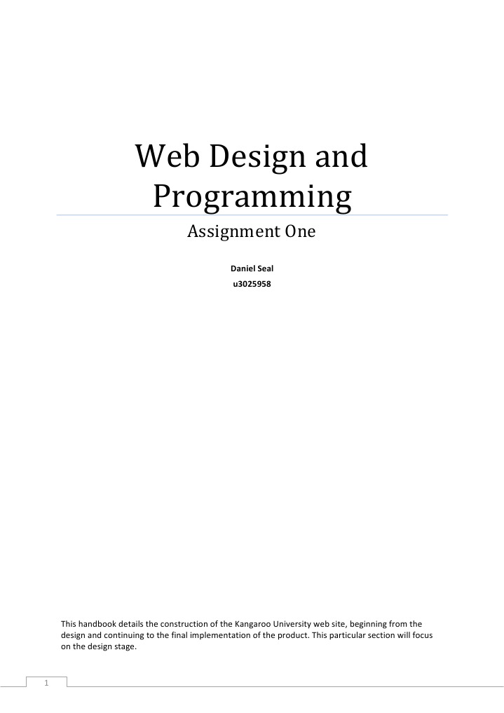 Web Design and Programming - Assignment 1 Report | Cascading Style ...