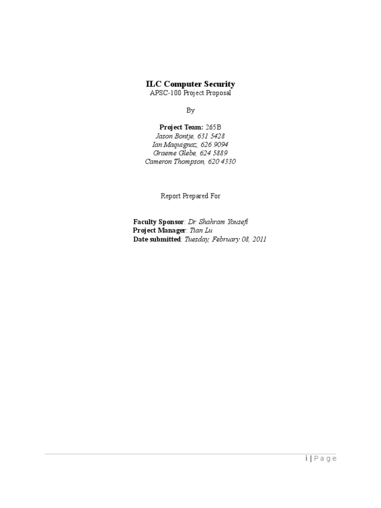 ILC Computer Security Proposal | PDF | Design | Computer Security