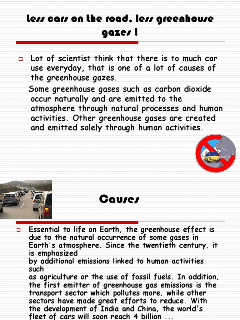 Less Cars On The Road, Less Greenhouse | PDF | Greenhouse Gas ...