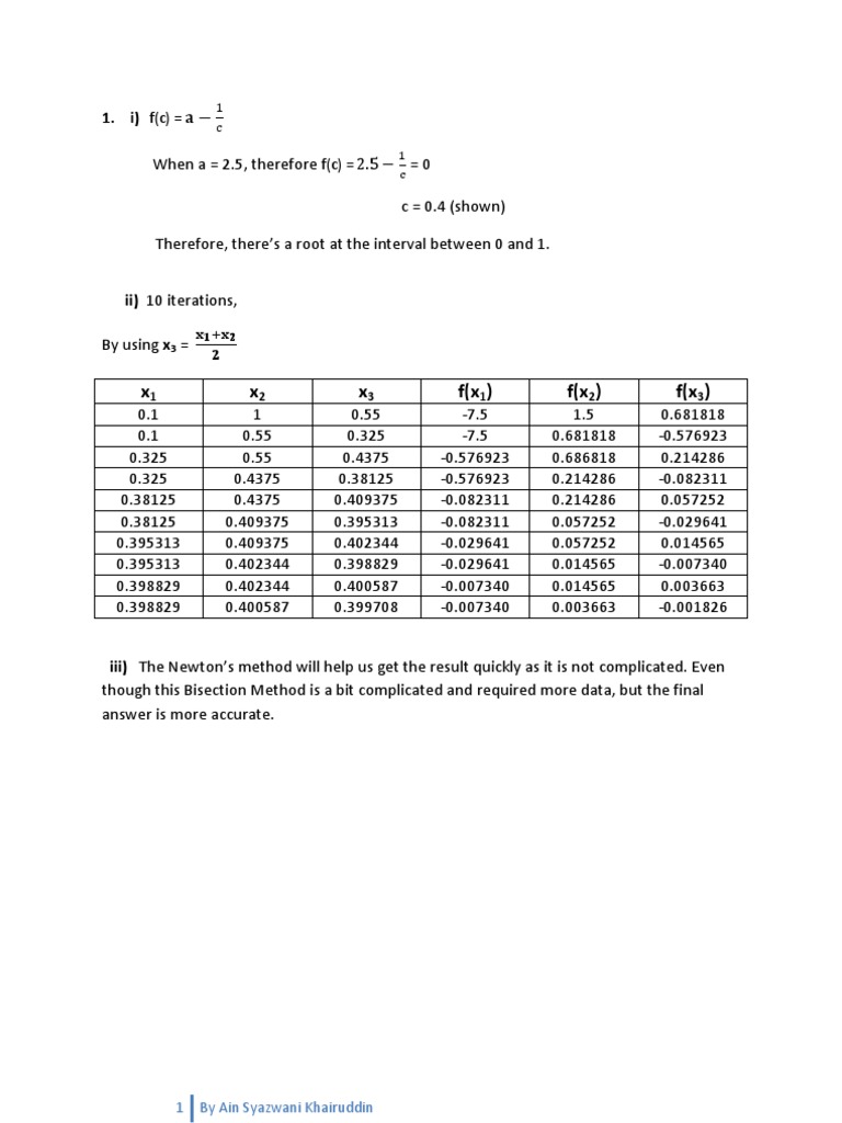 Root Finding Methods Comparison | PDF