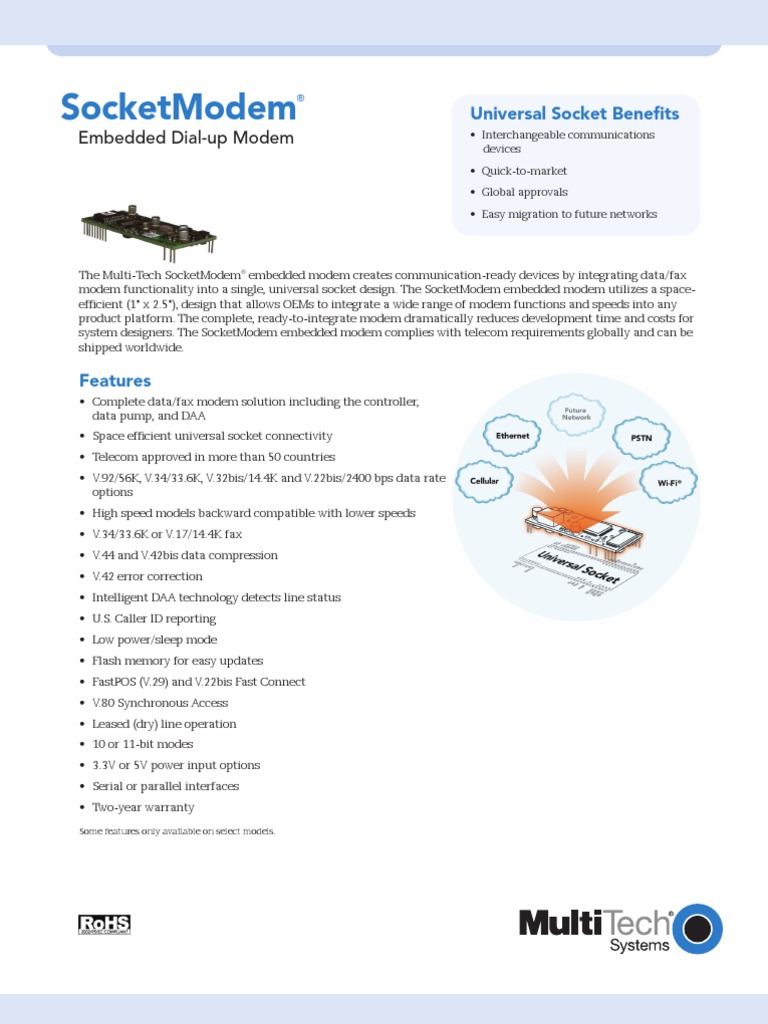 Socketmodem: Embedded Dial-Up Modem | PDF | Modem | Embedded System