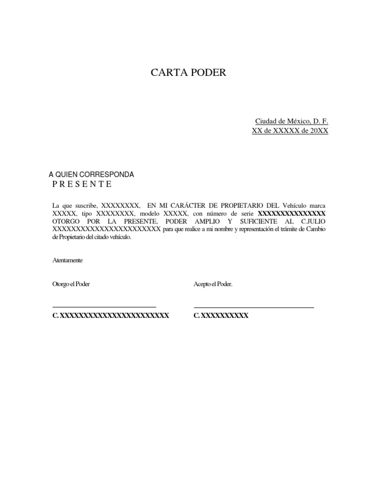 Carta Poder Setravi Cambio De Propietario Business