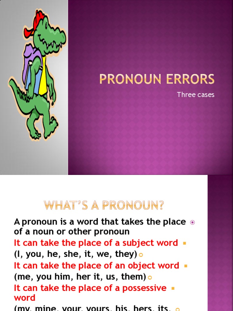 Pronoun Errors PDF Pronoun Word