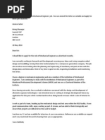 Cover Letter Example For A Mechanical Engineer