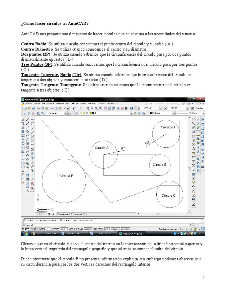 Cómo hacer círculos en AutoCAD | PDF | Circulo | Point and Click