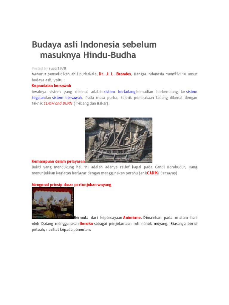 Budaya Asli Indonesia Sebelum Masuknya Hindu Budha Pdf