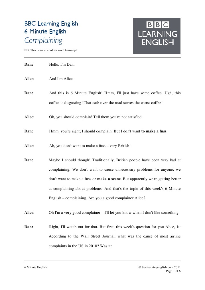 Lesson About Complaining | PDF | Foreign Language Studies