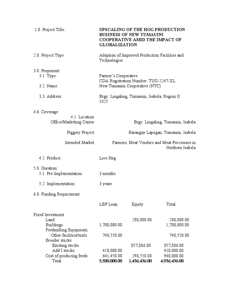 Piggery Feasibility Study 288 NTC28  PDF  Expense  Equity (Finance)