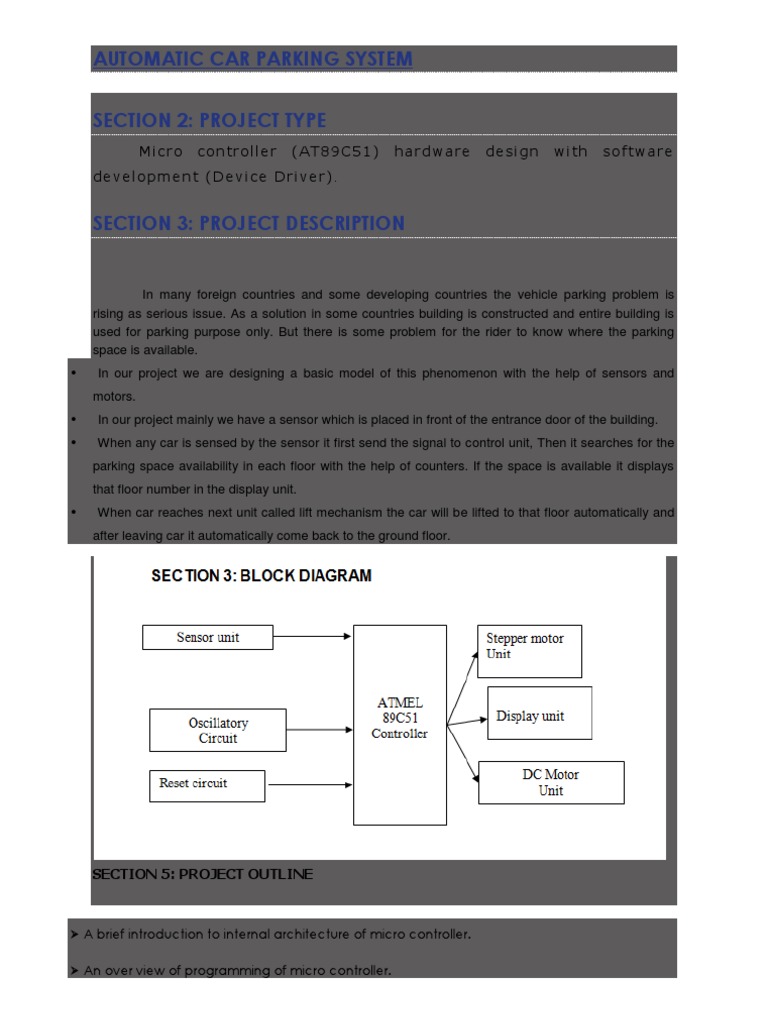 Automatic Car Parking System Overview | PDF