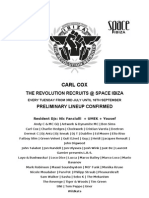 Carl Cox The Revolution Recruits at Space Ibiza PRESS RELEASE 05102012