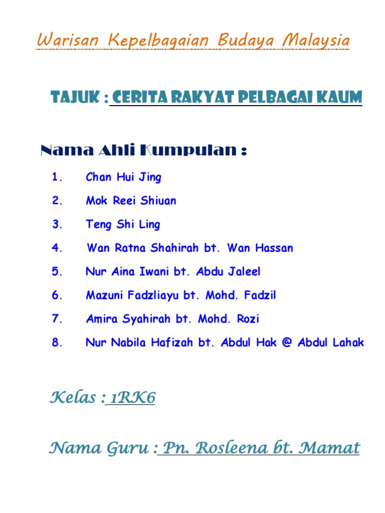 Psk Folio Cerita Rakyat