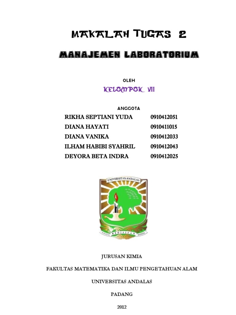 Makalah Manajemen Laboratorium By Kimia Unand Kha