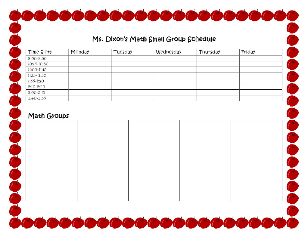 Small Group Schedule Template PDF