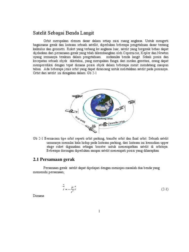 1 Bentuk Orbit Dan Gerak Benda Langit Dalam Orbit