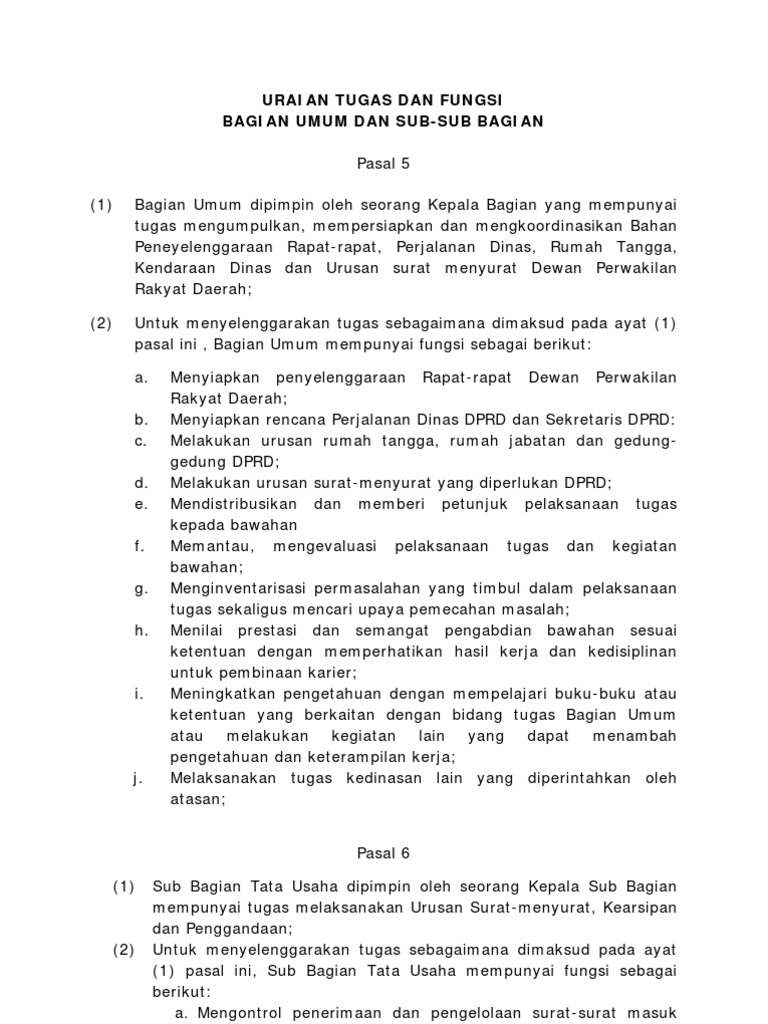 Uraian Tugas Dan Fungsi Bagian Umum