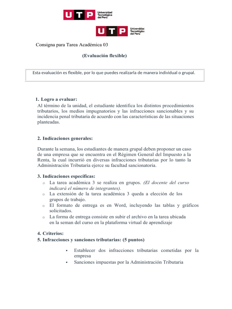 ? (AC-S12) Semana 12 - Tarea académica 3 - LEGISLACION TRIBUTARIA.pdf | PDF