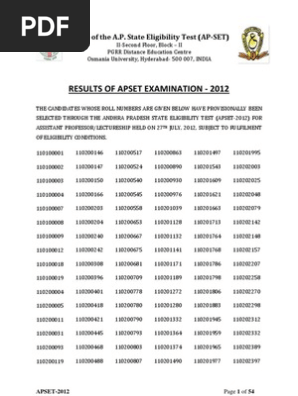 Apcet 12 Results Tests Standardized Tests