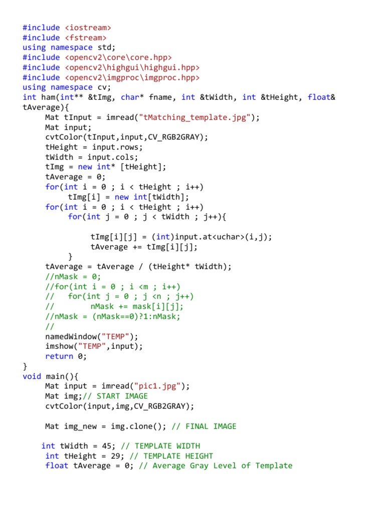 OpenCV Template Matching Example | PDF