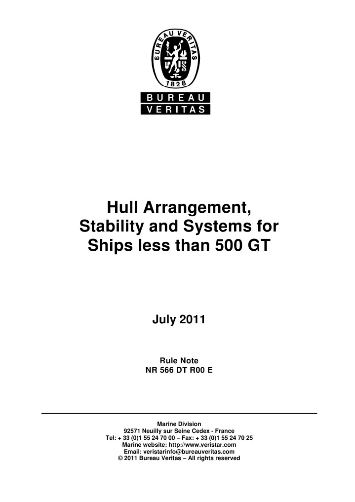 BV Rules For Ships Less Than 500 GT PDF Deck (Ship) Electric