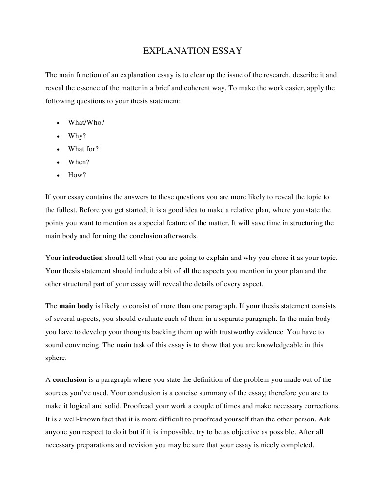 explanation essay layout