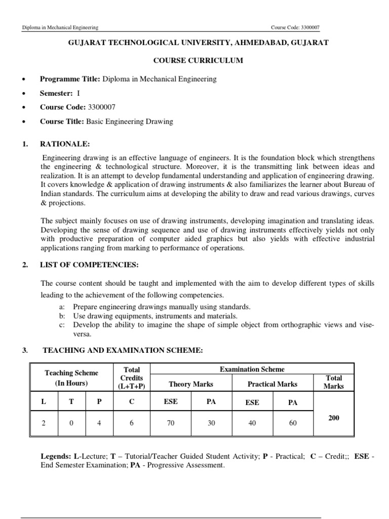 Basic Engineering Drawing PDF Ellipse Curriculum