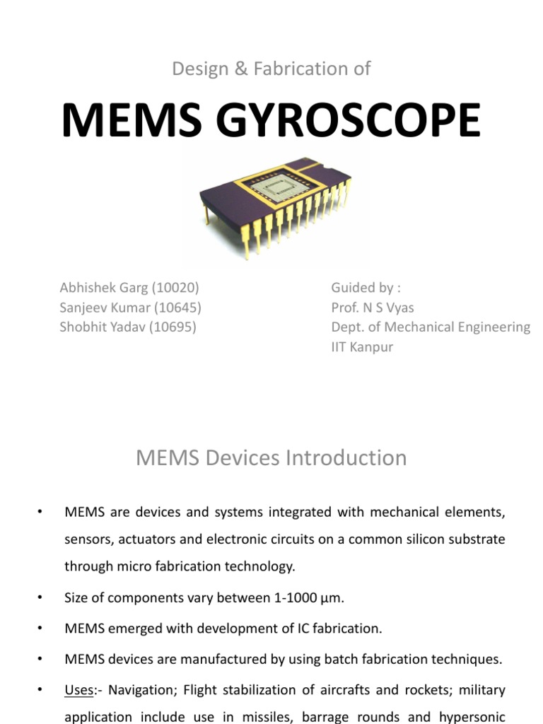MEMS Gyroscope PDF Gyroscope Microelectromechanical Systems