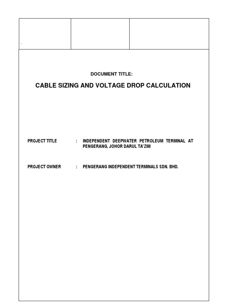 Cable Sizing & Voltage Drop PDF Ac Power Electrical Resistance And Conductance