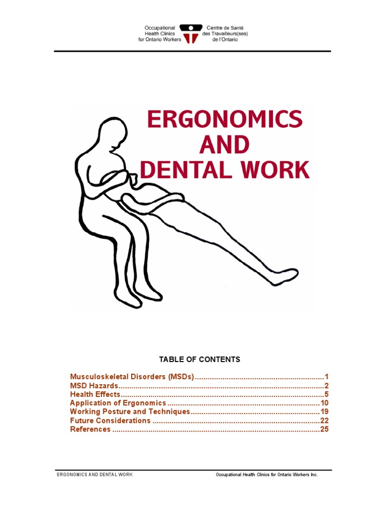 Ergonomics and Dental Work PDF Elbow Shoulder