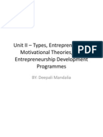 Unit II - Types, Entrepreneurship Motivational Theories