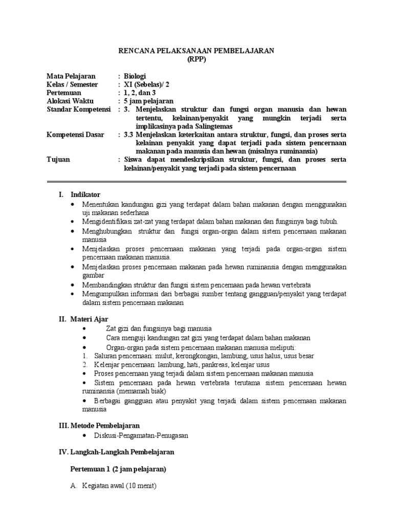 Rpp Biologi Sma Kelas Xi Semester Ii