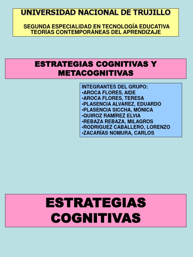 Estrategias Cognitivas y Metacognitivas | PDF | Memoria | Aprendizaje