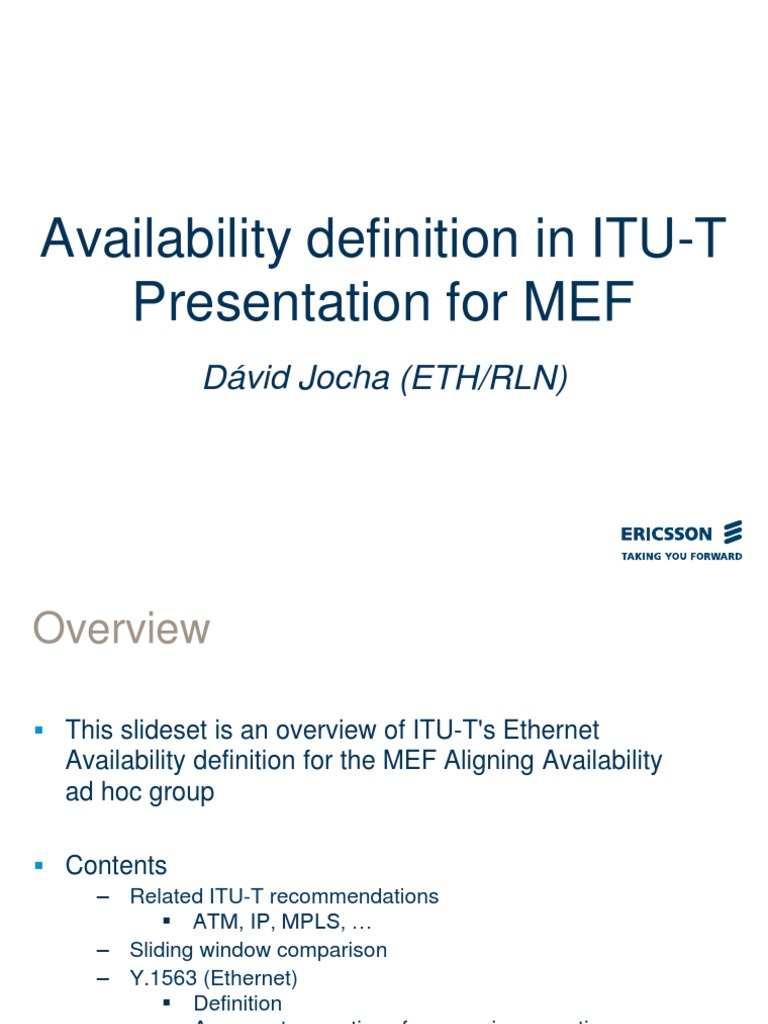 Availability Definition in ITU-T_2 | Asynchronous Transfer Mode