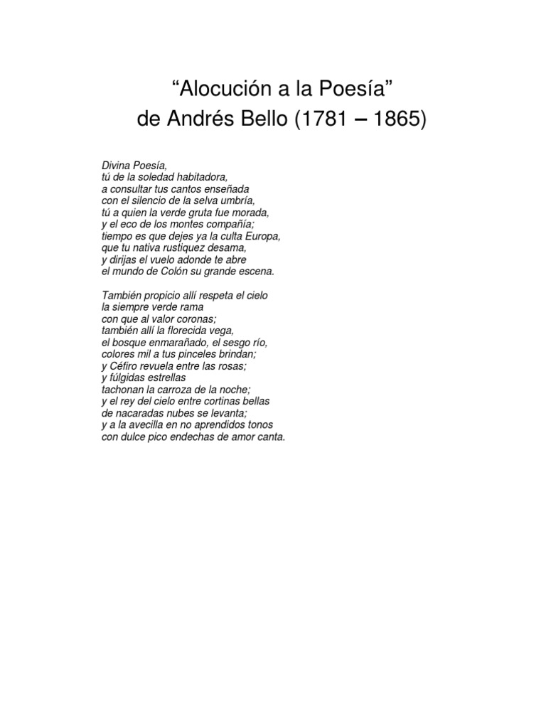 Alocución A La Poesía Romanticismo Poesía