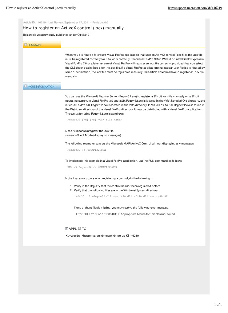 Manual Registration of ActiveX OCX Files | PDF | Microsoft Windows ...