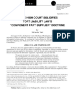 State High Court Solidifies Tort Liability Law's "Component Part Supplier" Doctrine