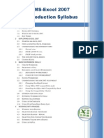 Excel 2007 Introduction Syllabus