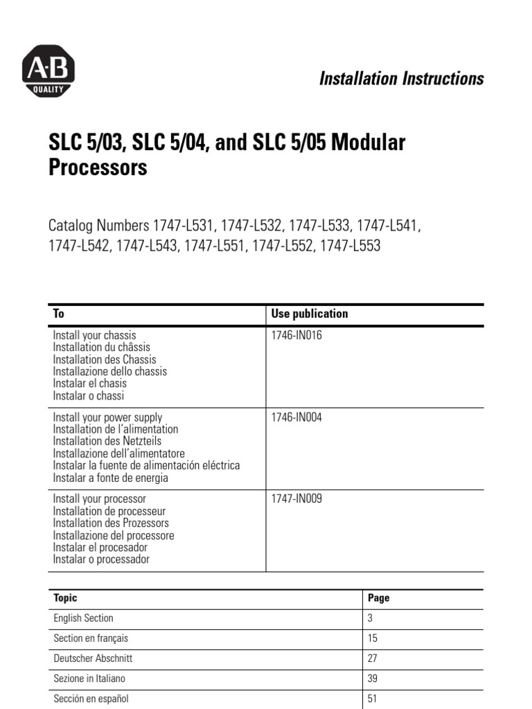 Procesadores SLC 503 SLC 504 y SLC 505 PDF Transport Computer