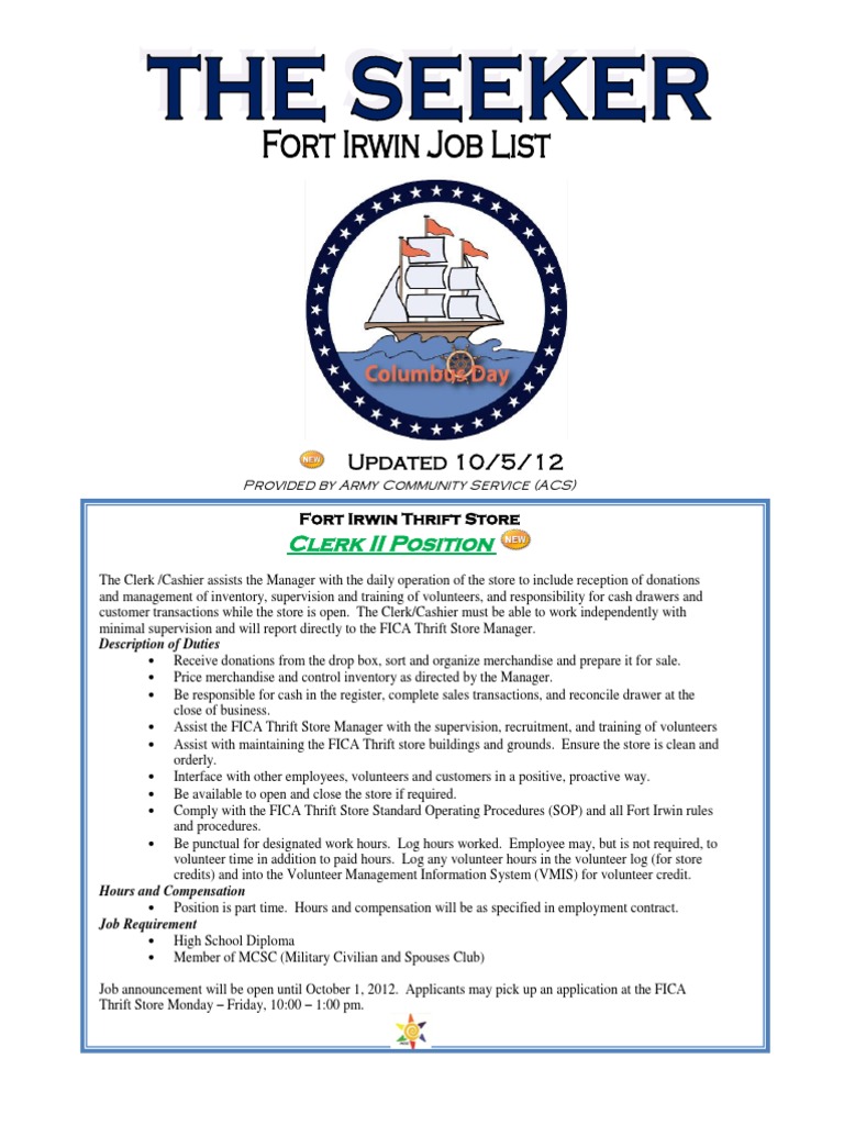 Fort Irwin Job List Heavy Equipment Employment