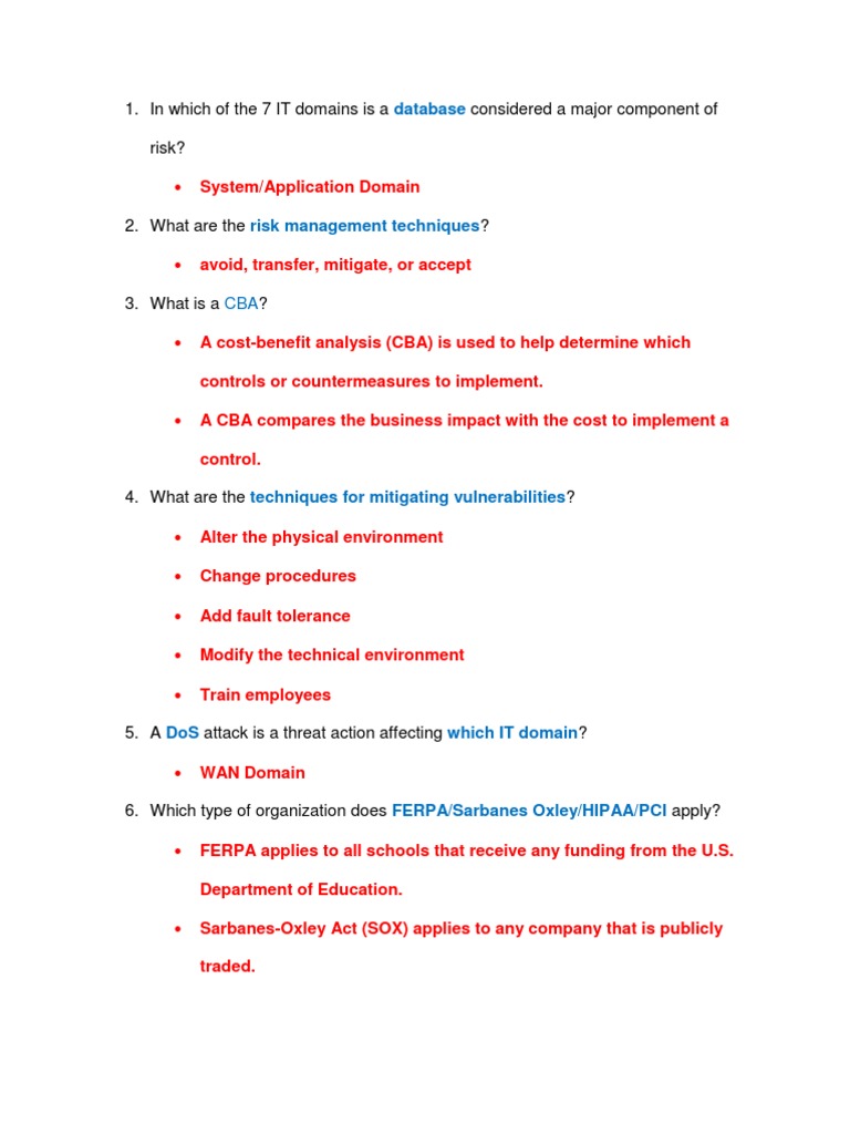 Managing Risk in Information Systems Final Review | PDF | Threat ...