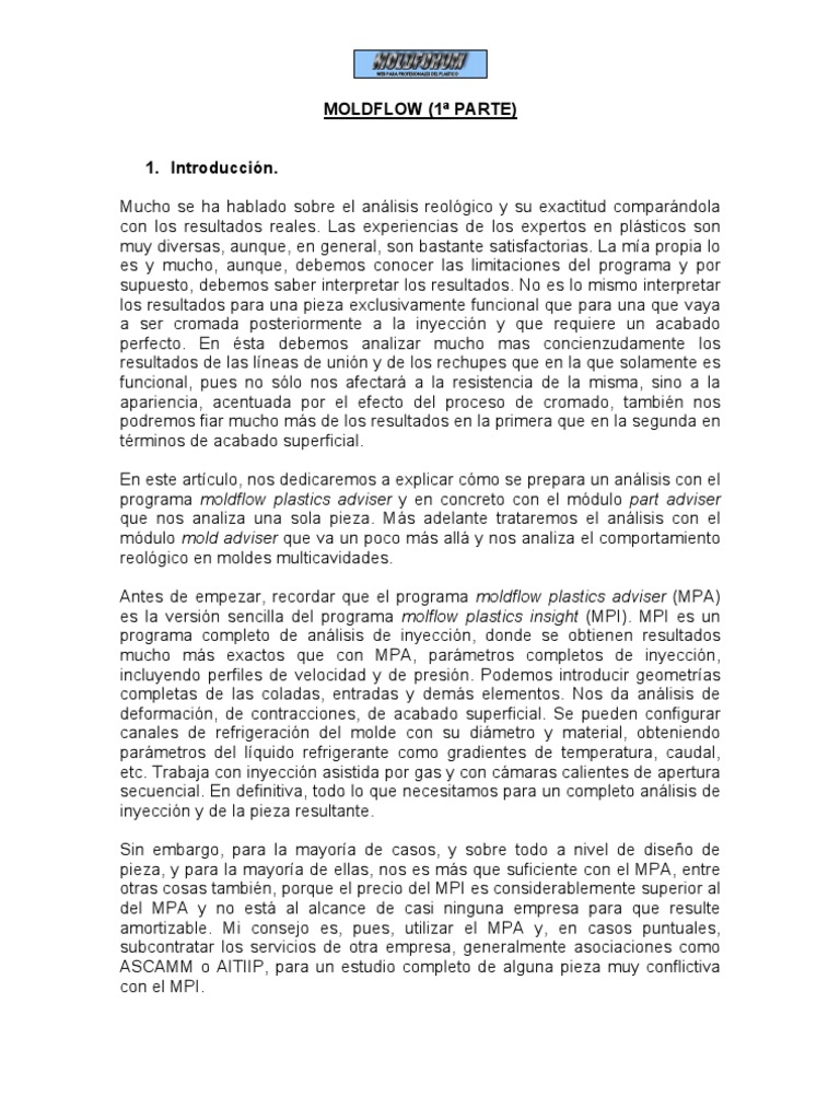Análisis de Moldflow en Diseño de Piezas | PDF | Science | Ingeniería
