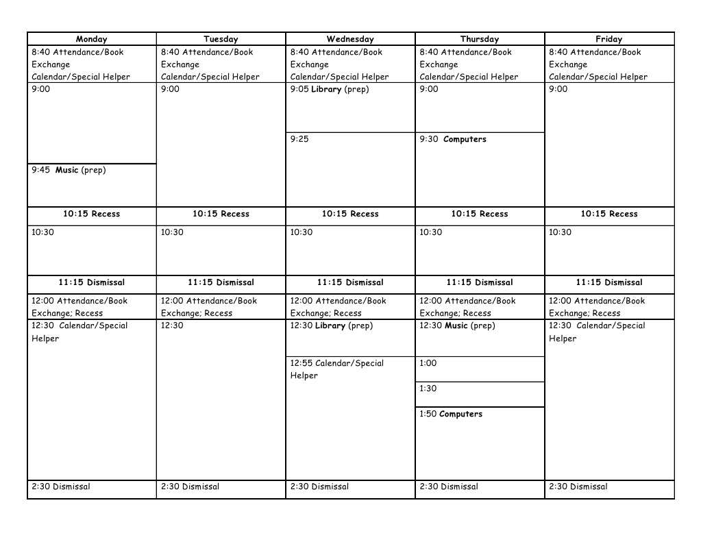Weekly Day Plan Overview | PDF