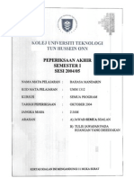 Peperiksaan Akhir Semester I SESI 2004/05: Oktober 2004