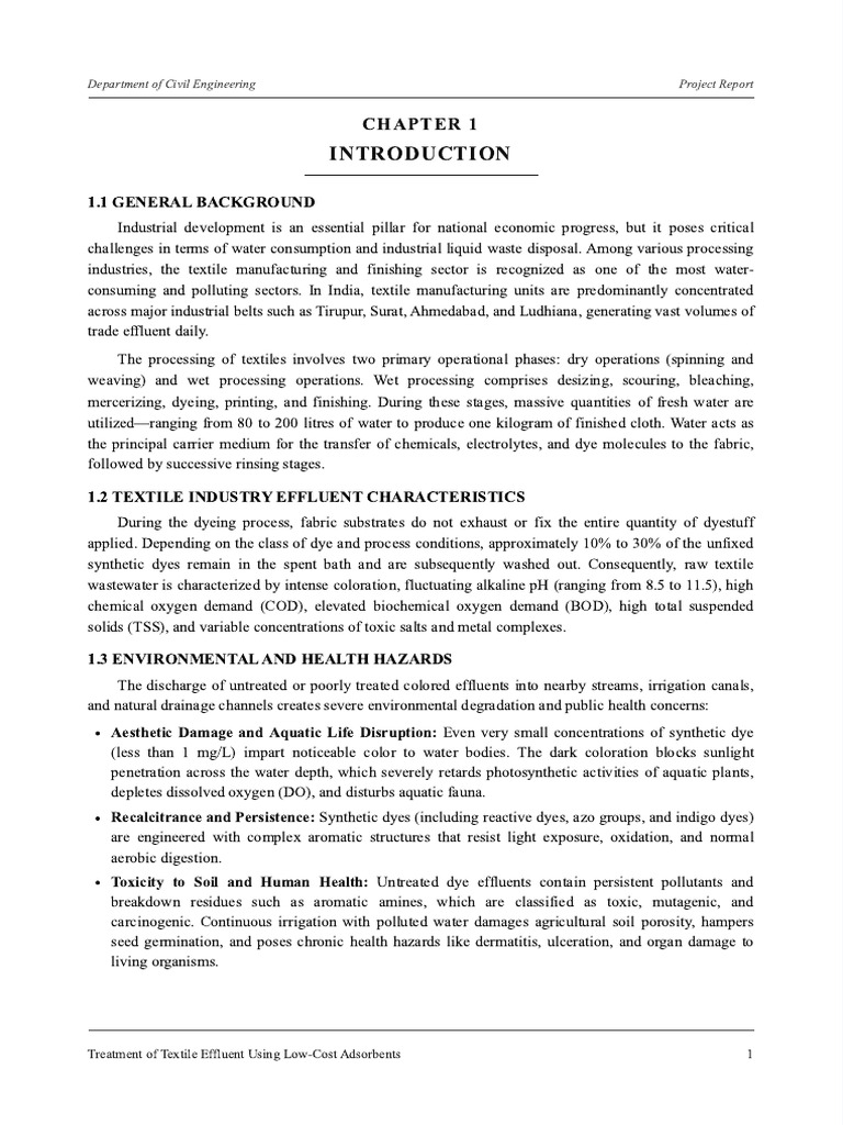 Project Report - Chapter 1 Introduction.pdf | PDF | Dye | Textiles