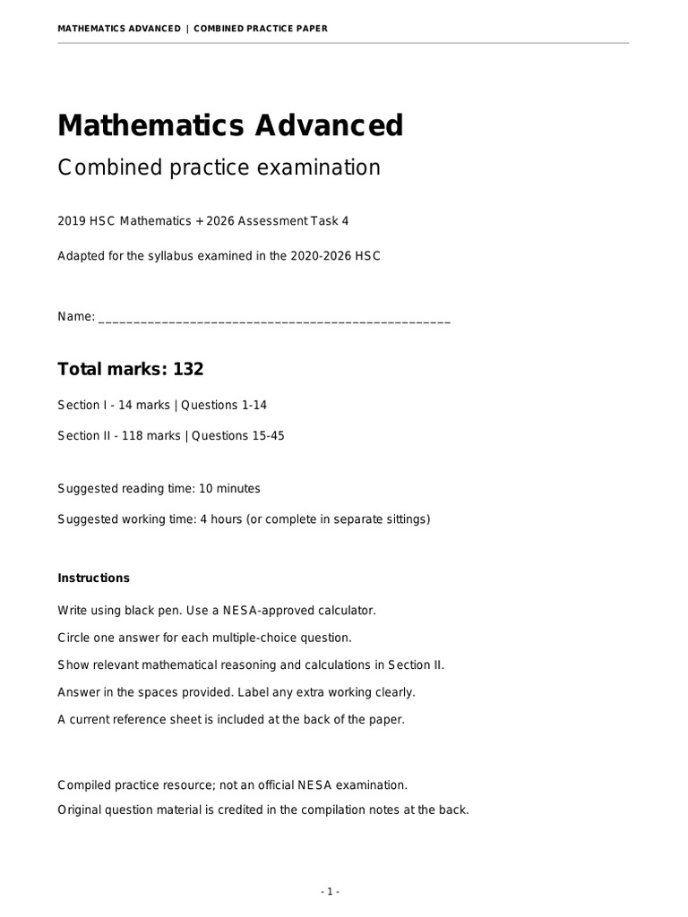 Mathematics_Advanced_Combined_Practice_Paper_Integrated.pdf | PDF ...