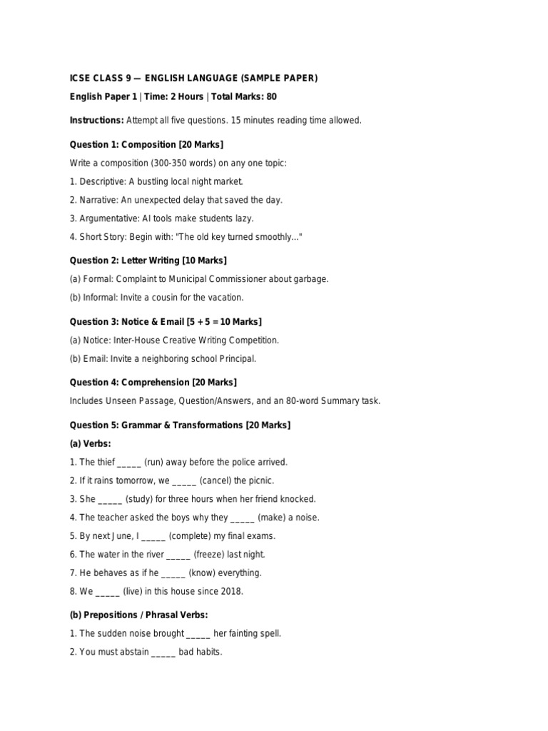ICSE_Class_9_English_Language_Sample_Paper.pdf | PDF | Question ...