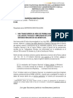 Carta de Nivelación de Los Especialistas Judiciales Colombianos Al Presidente Del Congreso Senador Roy Barreras Montealegre