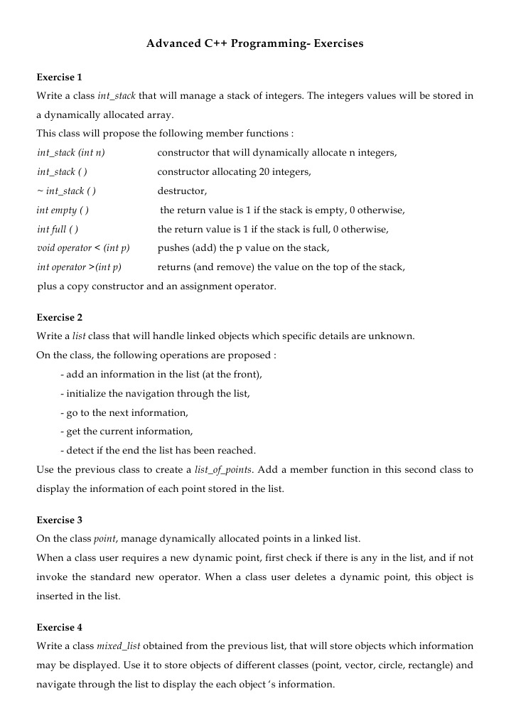 Advanced C++ Exercises | PDF | Array Data Structure | Subroutine